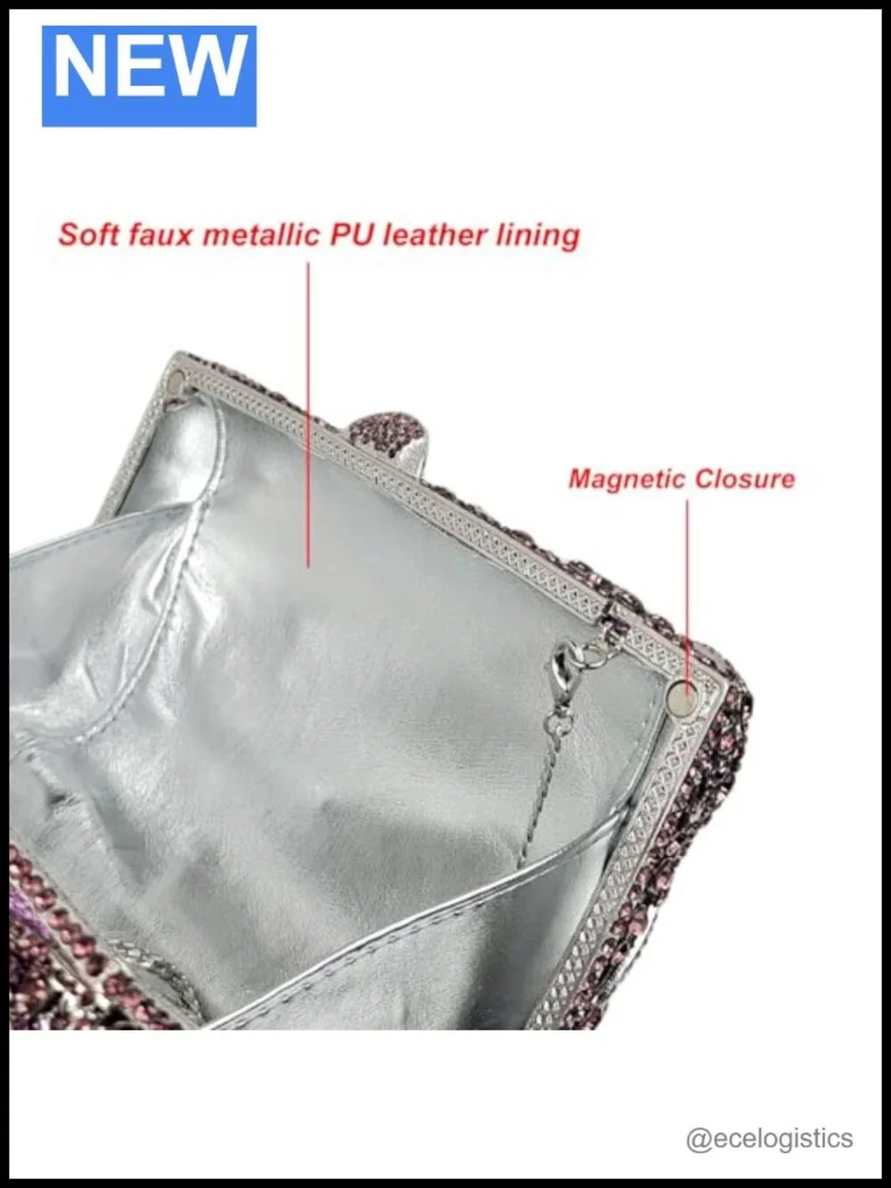 Luxury Rhinestone Agate Stone Evening Clutch Faux Leather Wedding Purse